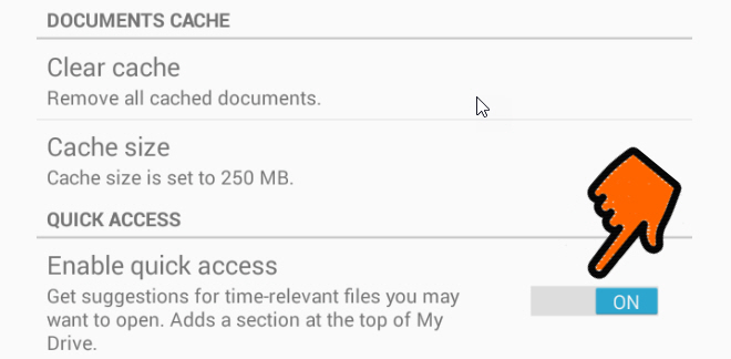 Remove quick access option of Drive